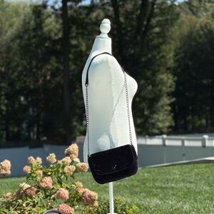 Chic Black Faux Fur Crossbody Bag with Chain Strap New